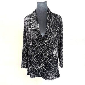 Chaus Faux Wrap Blouse - Black/White - Size L